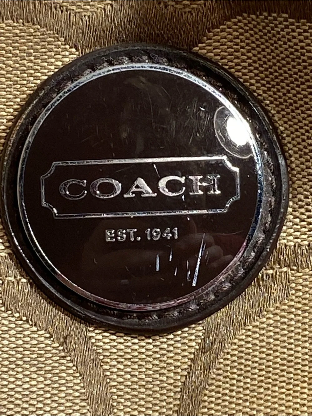 Coach Brown Signature Canvas and Suede Shoulder Bag